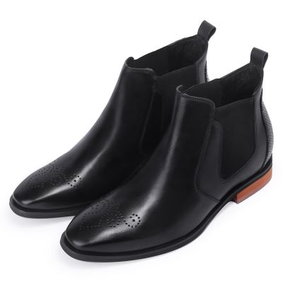  zapatos con alzas el corte ingles - botas de cuero de grano con estampado de serpiente - negro - 7CM más alto