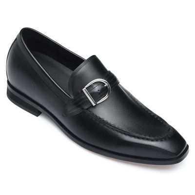 CHAMARIPA zapatos con alza - zapatos con plataforma hombre - zapatos mocasines de piel negra para hombre 6 CM Más Alto