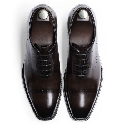 CHAMARIPA aumentar estatura zapatos - cuero oxford entero pintado a mano - burdeos - 6CM más alto