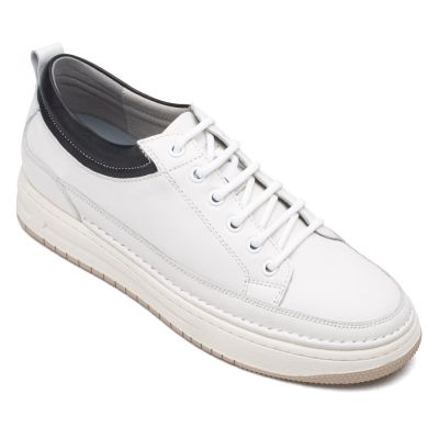 más altos zapatos de hombre - zapatos de tacon alto para hombres - Zapato alto hombre piel vacuno blanco 5 CM