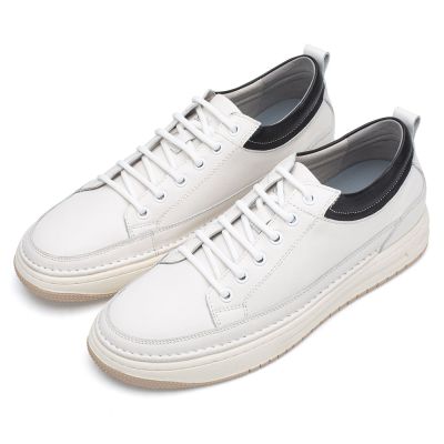 más altos zapatos de hombre - zapatos de tacon alto para hombres - Zapato alto hombre piel vacuno blanco 5 CM