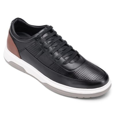 calzado con alzas - zapatos para ser mas alto - zapatos casuales de cuero negro para hombres más altos 6 CM