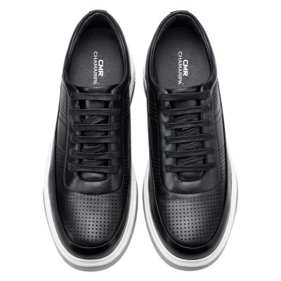 calzado con alzas - zapatos para ser mas alto - zapatos casuales de cuero negro para hombres más altos 6 CM