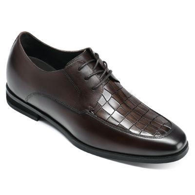 zapatos alzas hombre - zapatos con plataforma hombre - zapatos formales hombre piel marrones 7 CM