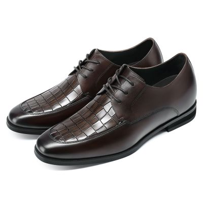 zapatos alzas hombre - zapatos con plataforma hombre - zapatos formales hombre piel marrones 7 CM