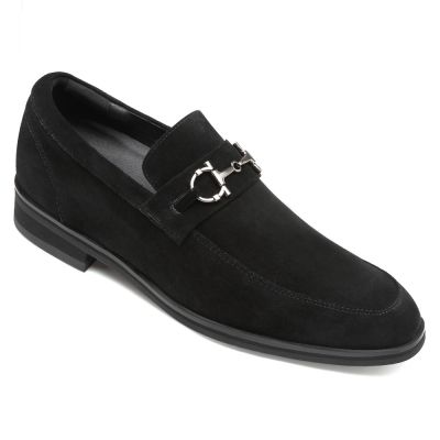 CHAMARIPA zapatos Con Alzas de talón oculto para hombre zapatos altos de ante negro para hombre 7 CM Más Alto