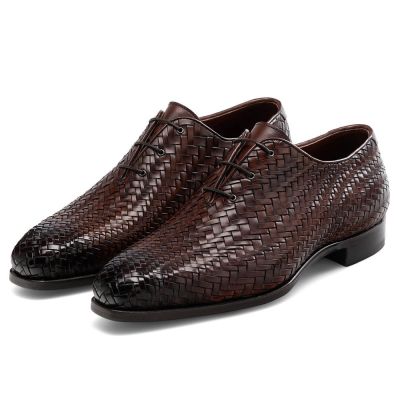 Zapatos Hombre que Tenga Alzas Marrón - Zapatos Oxford de Vestir - 7 CM Más Alto