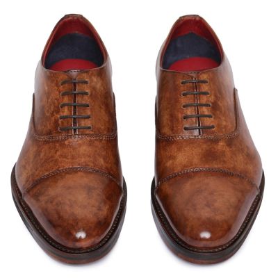 Chamaripa zapatos con alzas para hombres - zapatos altos de cuero hechos a mano para hombres - puntera oxford - marrón 7 CM Más Alto