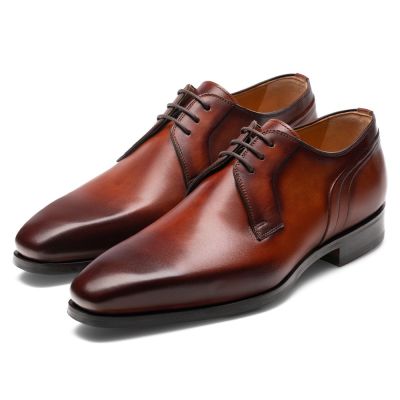 zapatos con tacon hombre - zapato alto hombre - zapatos derby punta plana personalizables hechos a mano 7 CM