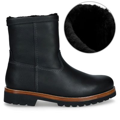 zapatos con alzas hombre - botas forradas de piel para hombre - botas casuales cálidas de invierno negro 7CM