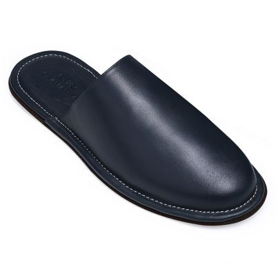 Zapatilla De Cuero De Napa Para Hombre De Interior Zapatilla De Lujo Para Hombre Zapatillas De Viaje De Mula Premium Azul Marino