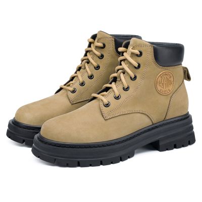 zapatos con alzas mujeres - zapatos con alza para mujeres - Botas Martin para exterior de mujer verde militar 7 CM