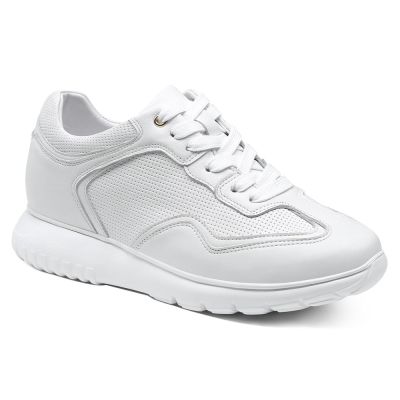 zapatillas con alzas mujer - alzas para zapatos mujer - zapatillas casuales blancas de mujer 7CM