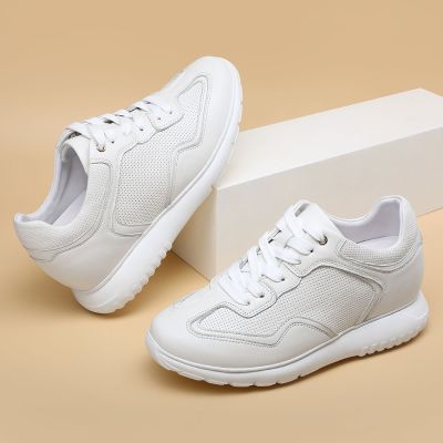 zapatillas con alzas mujer - alzas para zapatos mujer - zapatillas casuales blancas de mujer 7CM