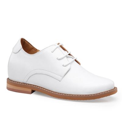 Chamaripa oculta zapatos de tacón alto de cuero blanco aumento de altura zapatos de vestir para mujer 7 CM / 2.76 pulgadas