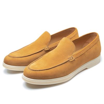 Zapatos Con Tacones Para Hombres - Calzado Con Alzas - Mocasines De Ante Marrón Claro 5 CM