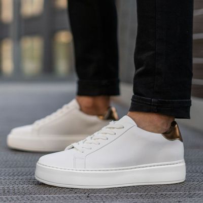 zapatos mas altos - Zapatos casuales de cuero blanco marfil para hombres altos más altos 7 CM