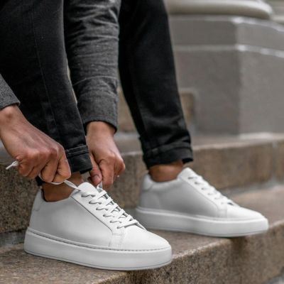 más altos zapatos de hombre - zapatos de hombre de cuero de vaca blanco que te hacen más alto 7 CM