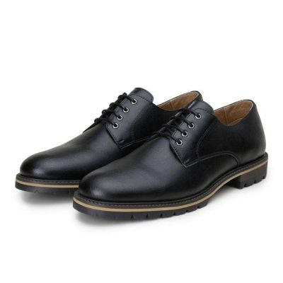 Vegan Men's Derby Shoe - Black Vegan Height Increasing Dress Shoes 6 CM / 2.36 Inches