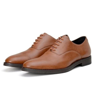 Vegan Elevator Derby Shoes - Vegan Brown Height Increasing Dress Shoes 6 CM / 2.36 Inches