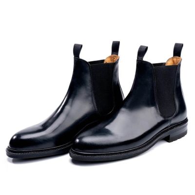 zapatillas con alzas - zapatos con alzas para hombres- Botas Chelsea Cordobesas Shell Negras 7 CM