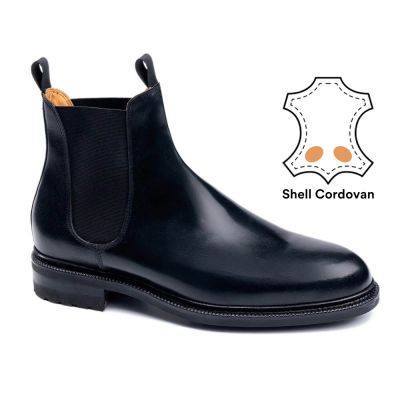 zapatillas con alzas - zapatos con alzas para hombres- Botas Chelsea Cordobesas Shell Negras 7 CM