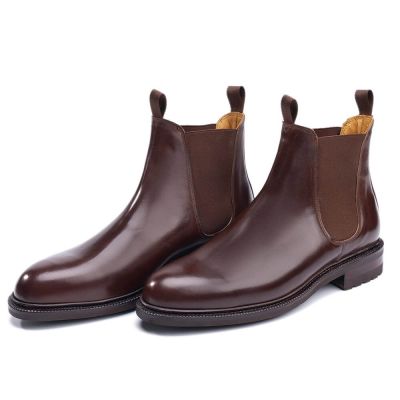 zapatos mas altos - botas hombre tacon alto - Botines Chelsea Cordovan Shell Marrón 7 CM