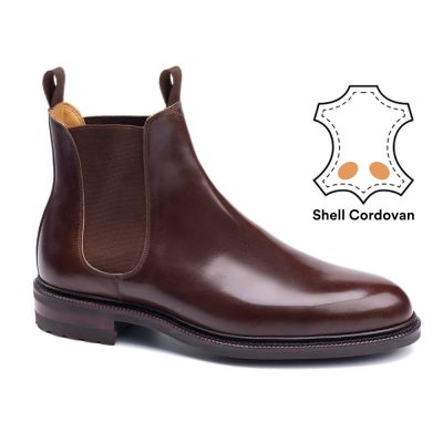 zapatos mas altos - botas hombre tacon alto - Botines Chelsea Cordovan Shell Marrón 7 CM