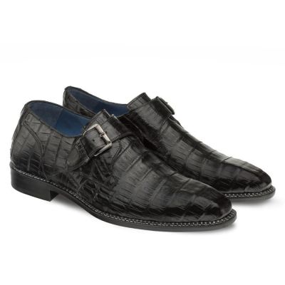 zapatos con alza - Mocassin Crocodile Noir pour Grandir 6 CM