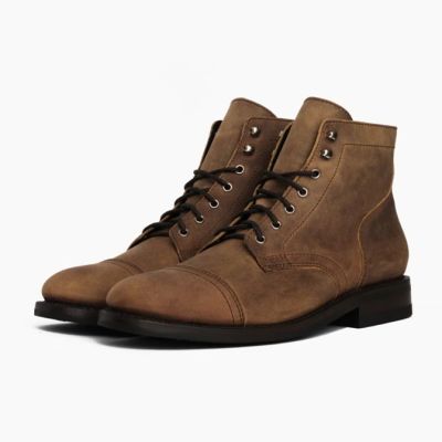 botas con alzas hombre - Botas de hombre marrones personalizadas de lujo hechas a mano 7CM