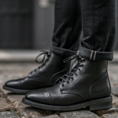 zapatos de hombre con alzas - Botas de hombre negras personalizadas de lujo hechas a mano 7CM