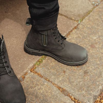 botas de moto con alzas - Botas de moto para hombre de exterior negras premium hechas a mano de 7cm