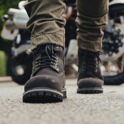 botas de moto con alzas - Botas de moto de hombre negras premium hechas a mano 7cm