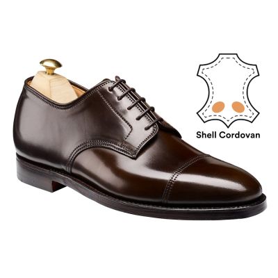 zapatos con alzas hombre - Zapatos de hombre de cordobán de concha marrón oscuro 7CM