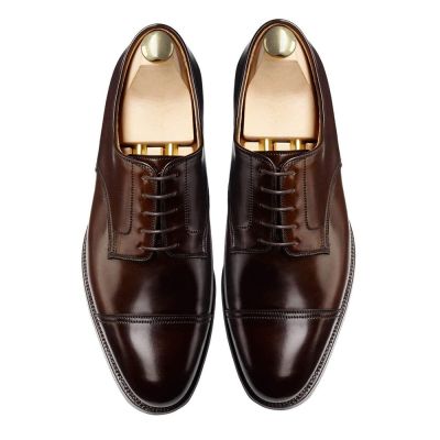 zapatos con alzas hombre - Zapatos de hombre de cordobán de concha marrón oscuro 7CM