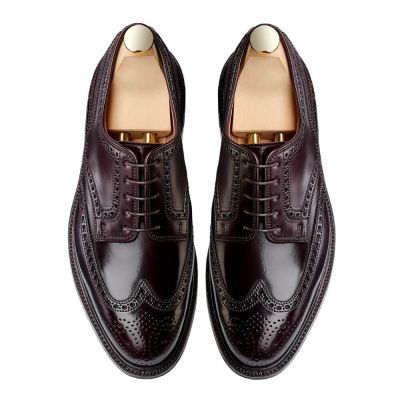 Calzado con alzas - Zapatos derby brogue con cordones de piel de color burdeos para hombre 7cm