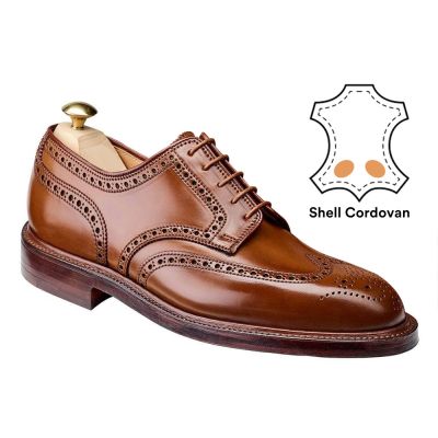 zapatos de vestir hombre altos - zapatos derby brogue cuero cordobés de concha marrón para Hombre 7CM