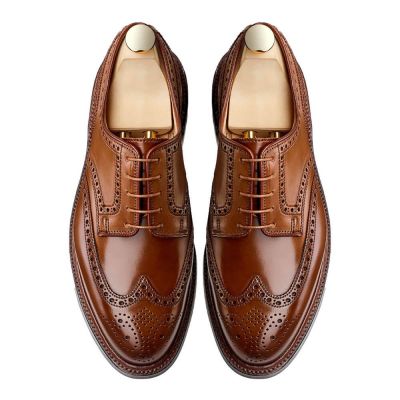 zapatos de vestir hombre altos - zapatos derby brogue cuero cordobés de concha marrón para Hombre 7CM