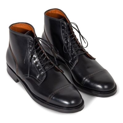 botas con alzas hombre - botas brogue de cordobán con concha negra 7 CM