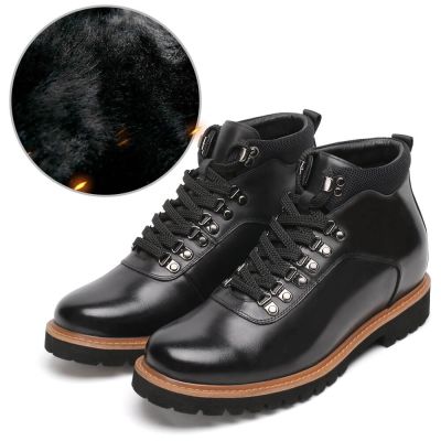 CHAMARIPA botas de aumento de altura de hombre botas de cuero negro con cordones 8 CM