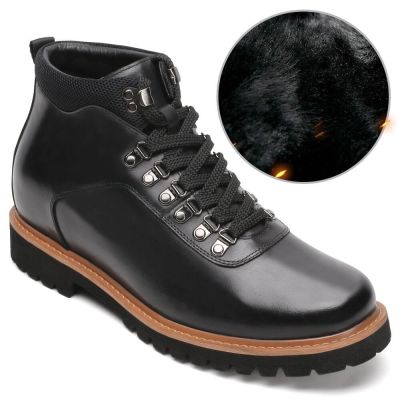 CHAMARIPA botas de aumento de altura de hombre botas de cuero negro con cordones 8 CM