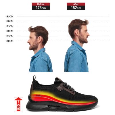 zapatos con alzas hombre - informal al aire libre zapatos de tacon alto para hombres 7CM