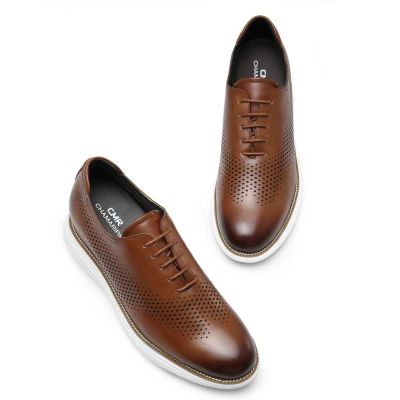 CHAMARIPA zapatos con alzas - zapatos con alzas para hombres - zapatos casuales de cuero marrón 7 CM Más Alto