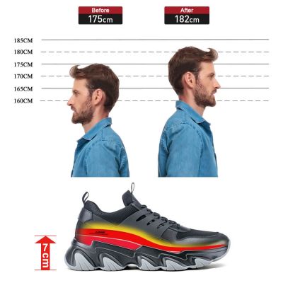 zapatos con alzas hombre - zapatillas con alzas - zapatos para caminar de hombre de moda transpirable negro 7 CM