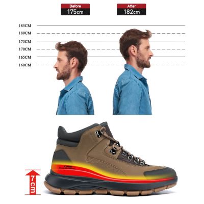 zapatos con alzas hombres - zapatos para ser mas alto hombres - Botas de senderismo de caña alta para exteriores 7 CM