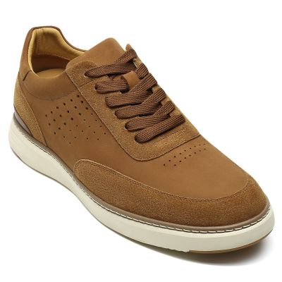 zapatos con alzas para hombre - zapatillas casuales marrones para hombre que te hacen más alto 6CM