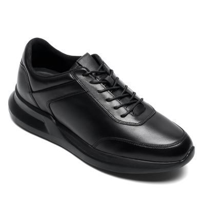 Zapatillas de deporte hombres Negras - Zapatillas casuales que agregan altura de cuero - 7 CM Más Alto