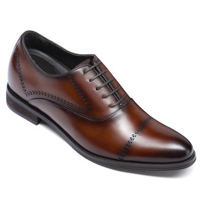 zapatos con alzas para hombres - calzado con alzas hombre - Zapatos Oxford Hombre Marrones 8 CM