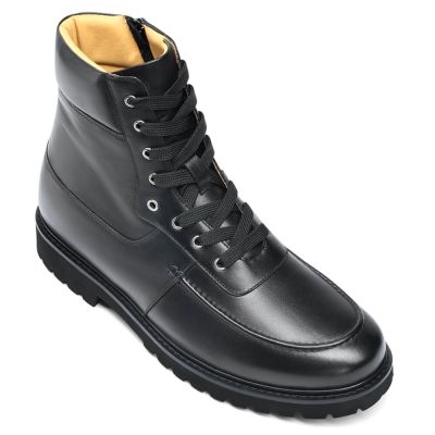 zapatos con tacones para hombres - botas hombre tacon alto - Botas Casual Negras 8 CM