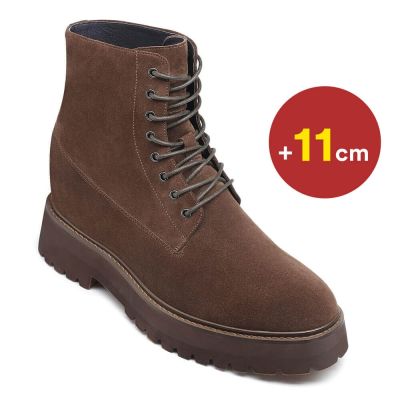 botas con alzas hombre - zapatos para ser mas alto - Botas Piel Ante Marrón 11 CM